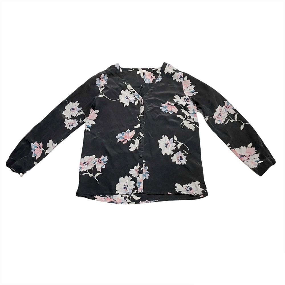 Joie Sheer Designer Floral Button Up V Neck Blouse Small RN# 105230 CA# 58350 - Picture 2 of 7